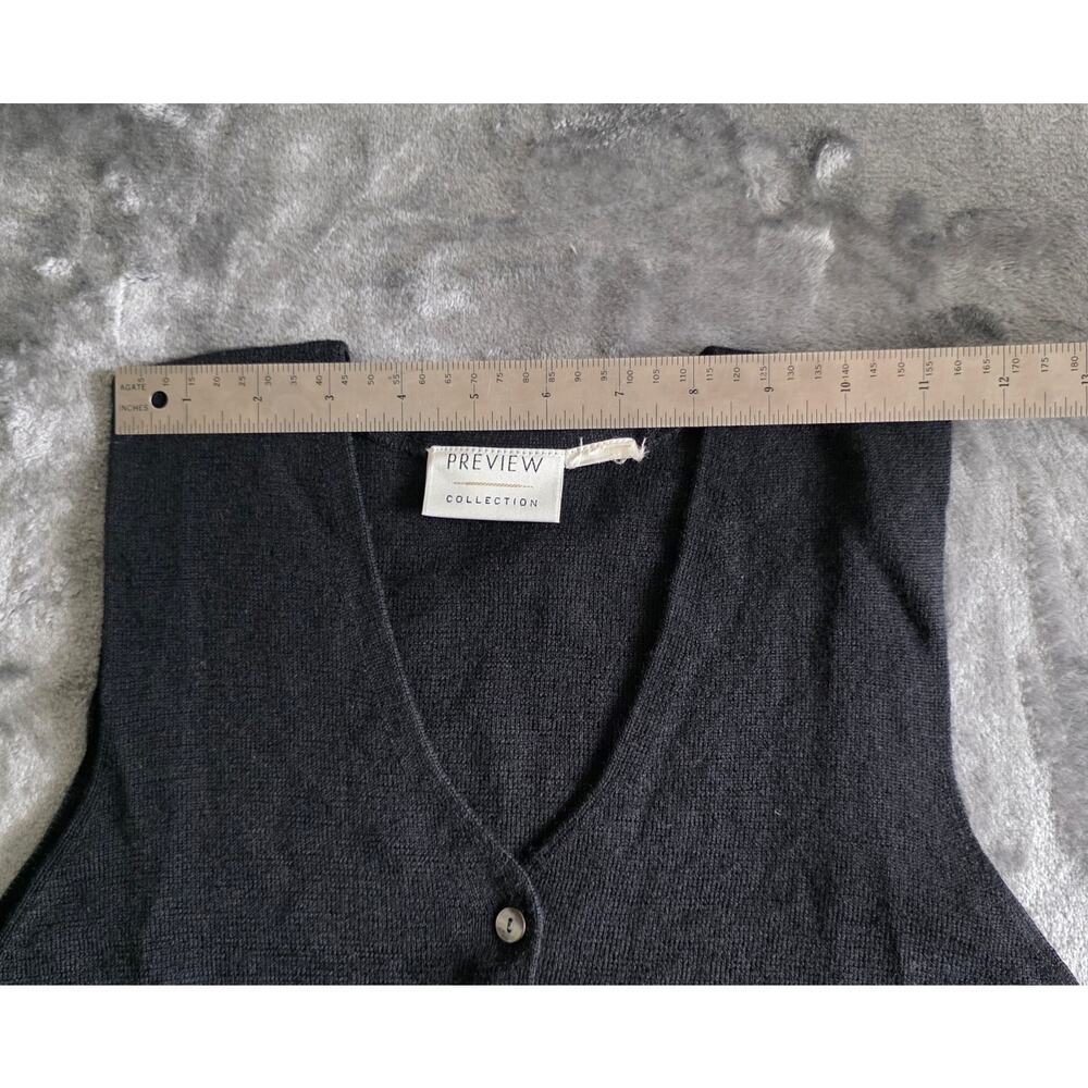 PREVIEW COLLECTION Womens Black Knit Button Front Sweater Vest Minimalist Size M - Picture 12 of 12